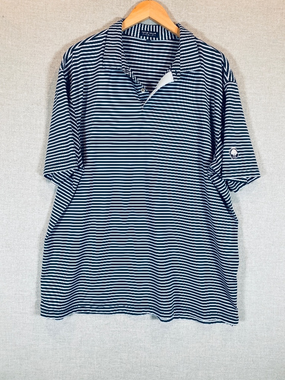 Peter Millar XXL Summer Comfort Athleisure Golf Polo Striped Blue Country Club